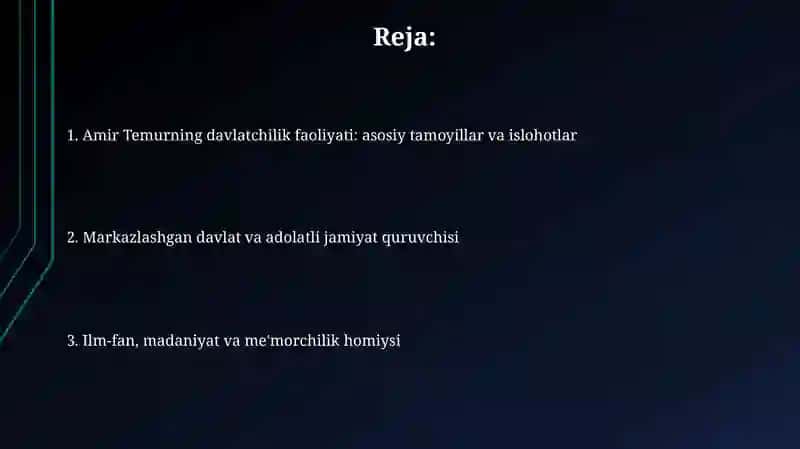 Amir Temurning davlatchilik faoliyati 2