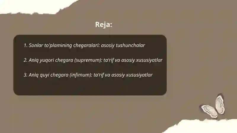 Sonlar tõplamining chegaralari 2