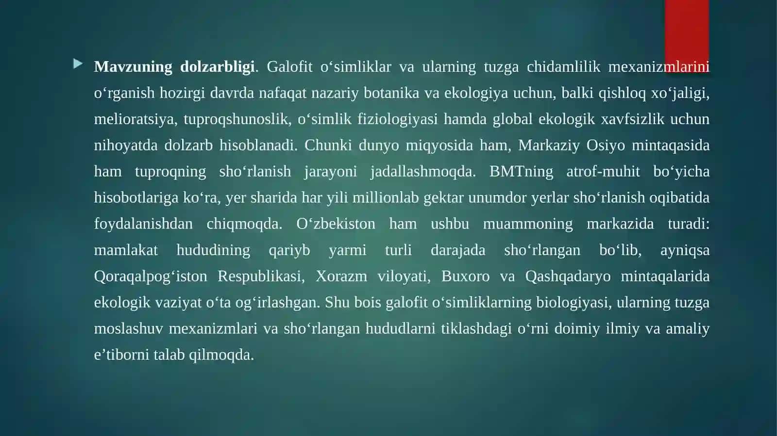 Galofito‘simliklar. O‘simliklarningtuzgachidamliligi 2