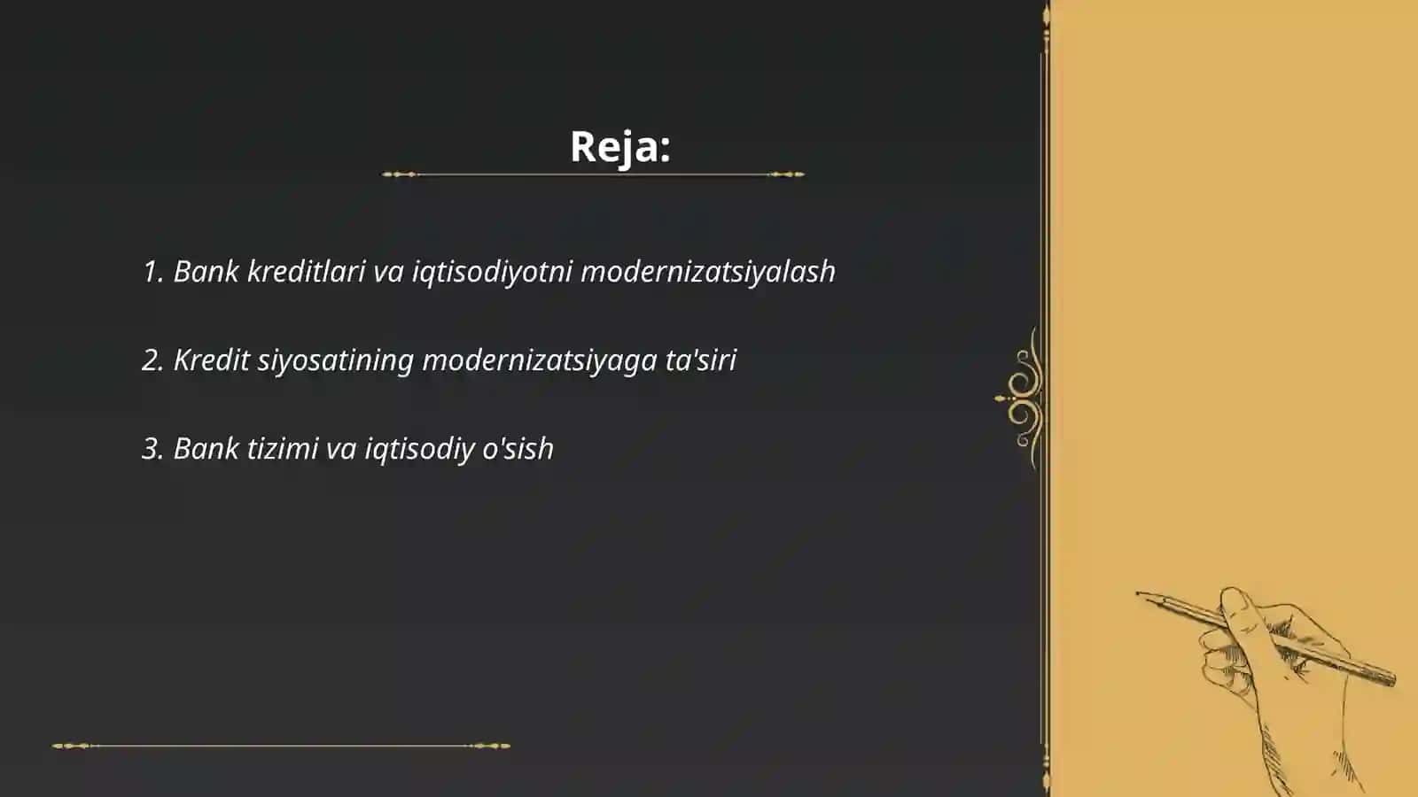 Iqtisodiyotni modernizatsiyalash sharoitida bank krediti va uning samaradorligini oshirish 2