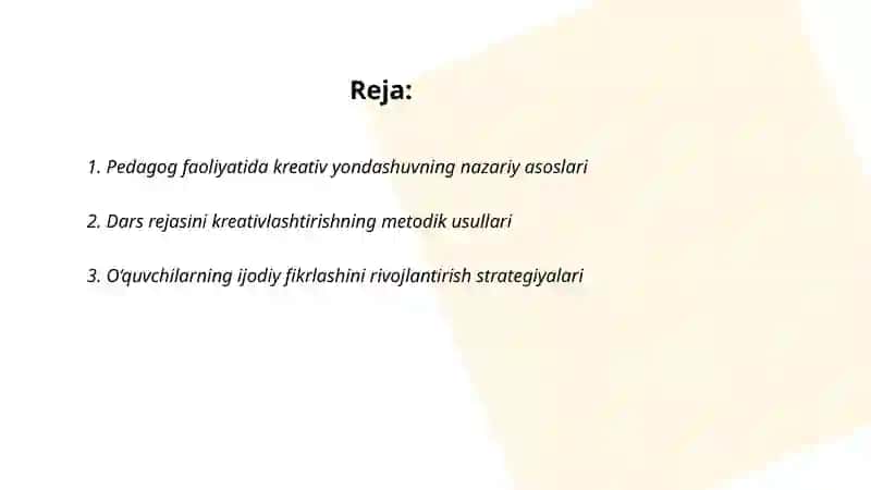 Pedagog faoliyayiga kreativ yondashuv 2