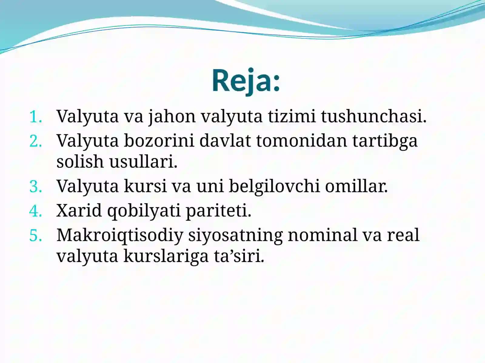OCHIQ IQTISODIYOTDA VALYUTA KURSI SIYOSATI 2