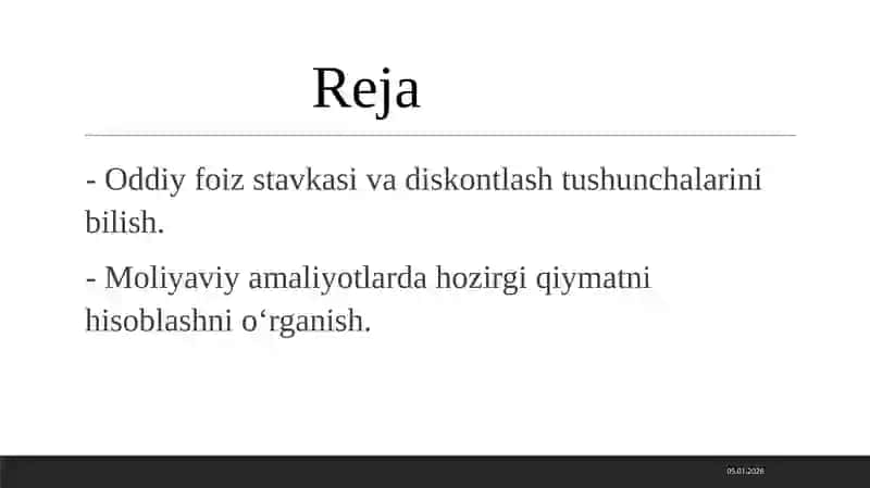 Oddiy foiz stavkalari da diskontlash 2
