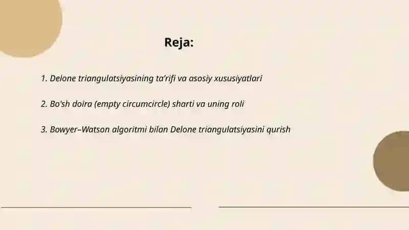 Delone triangulatsiyasini qurish 2