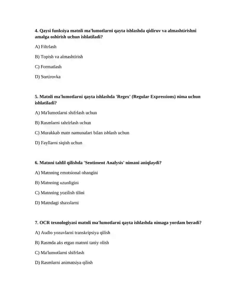 Matnli maʼlumotlarni qayta ishlash dasturlarining imkoniyatlari 2
