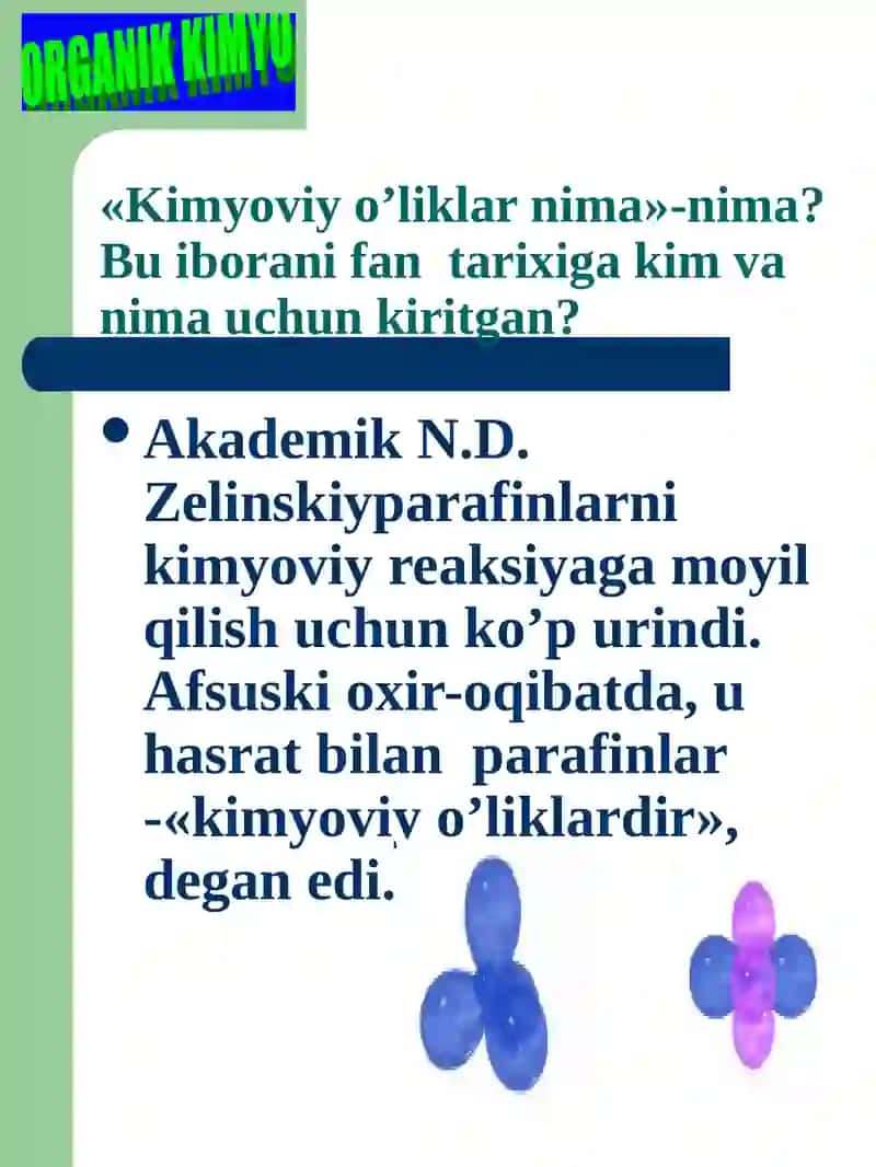 To’yingan uglevodorodlar. (Alkanlar) 2