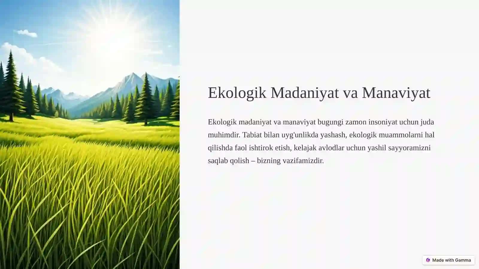 Ekologik madaniyat. Ekologik ma’naviyatni shakllantirish tamoyillari 2