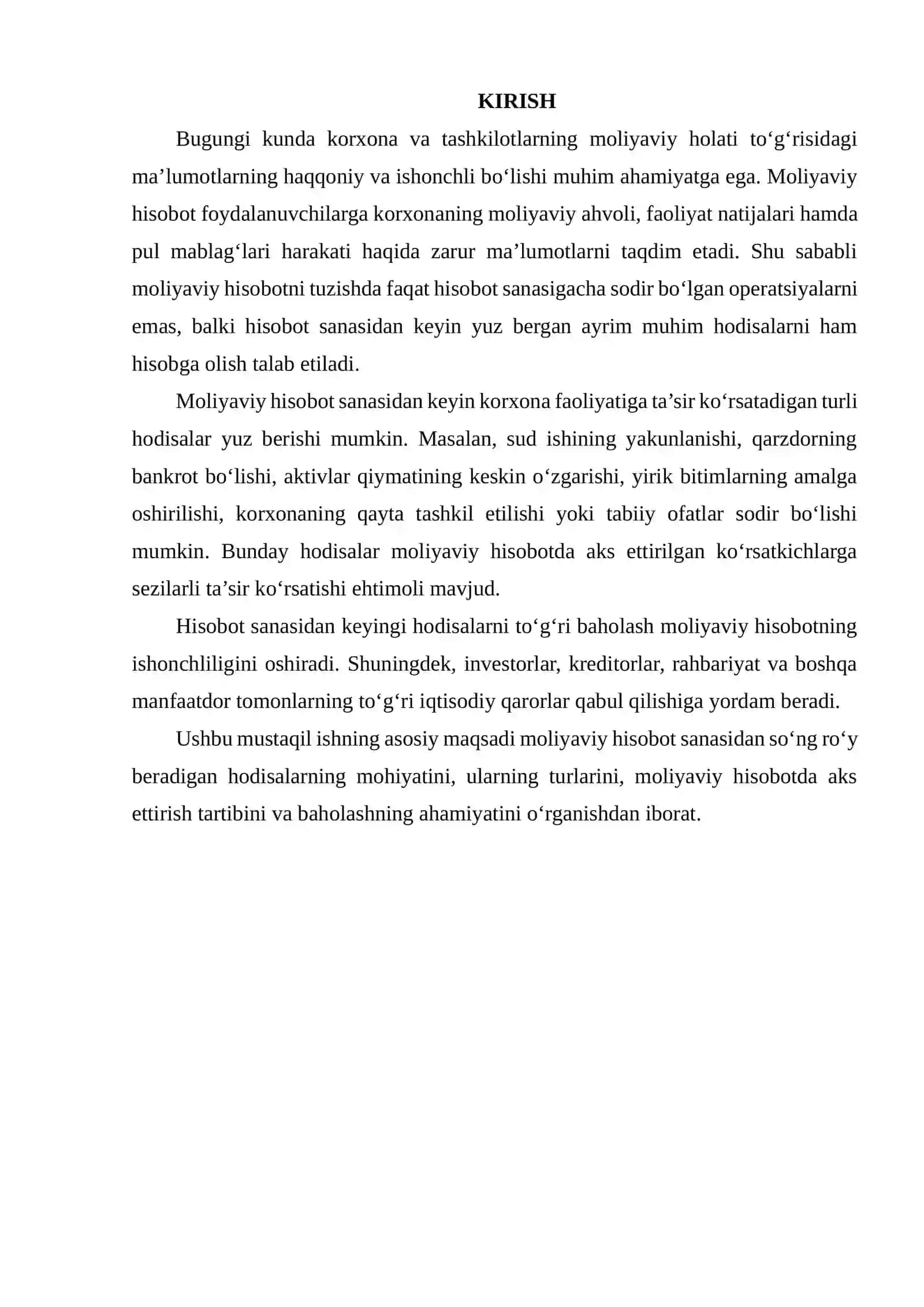 Moliyaviy hisobot sanasidan so‘ng ro‘y berishi mumkin bo‘lgan holatlarni baholash 2