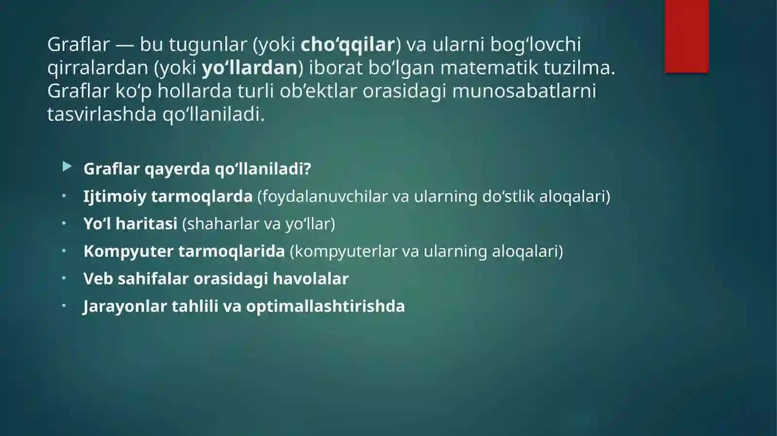 Graflar bilan ishlash algoritmlari 2