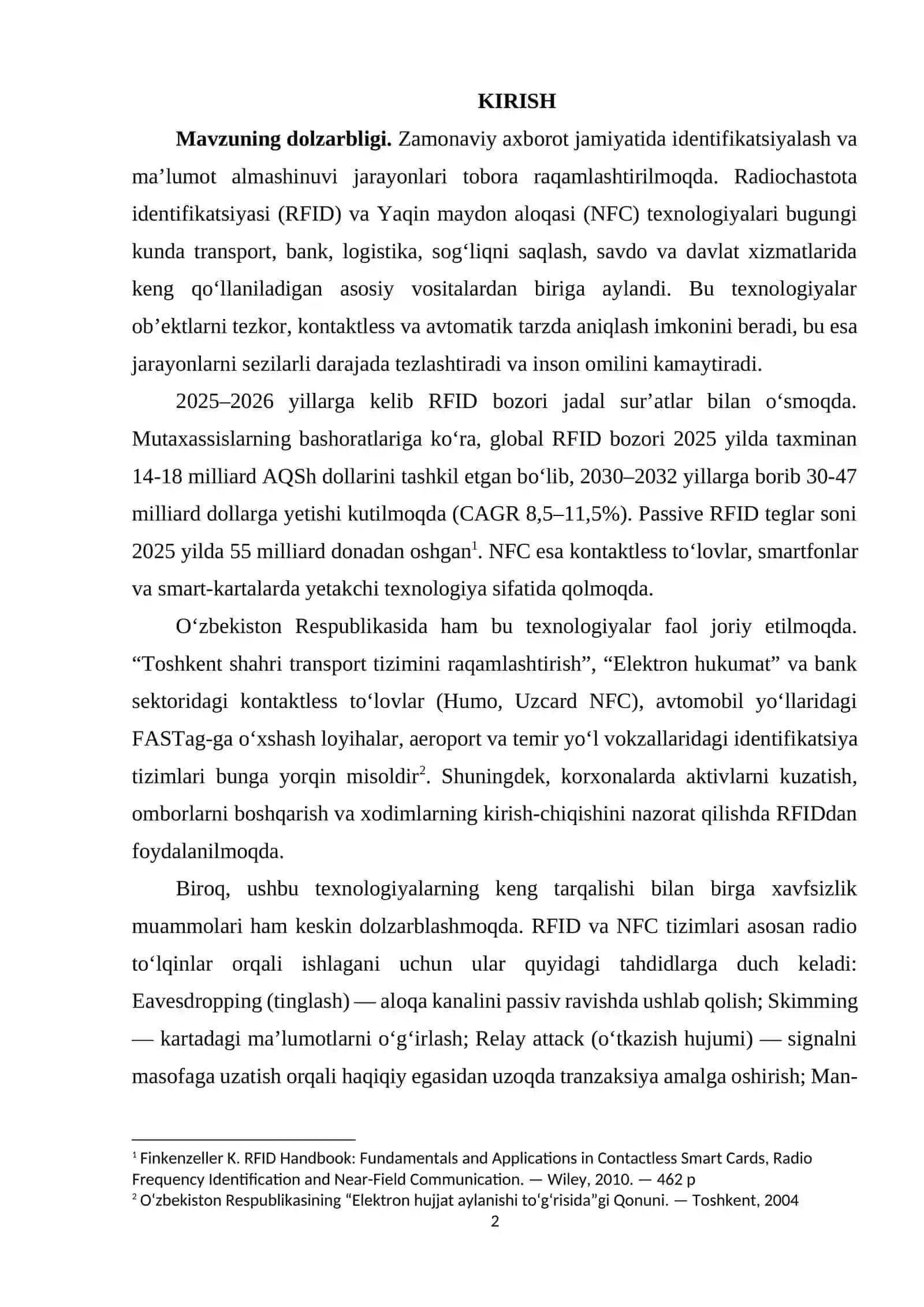 RFID va NFC asosidagi identifikatsiyalash tizimlarida xavfsizlik 2