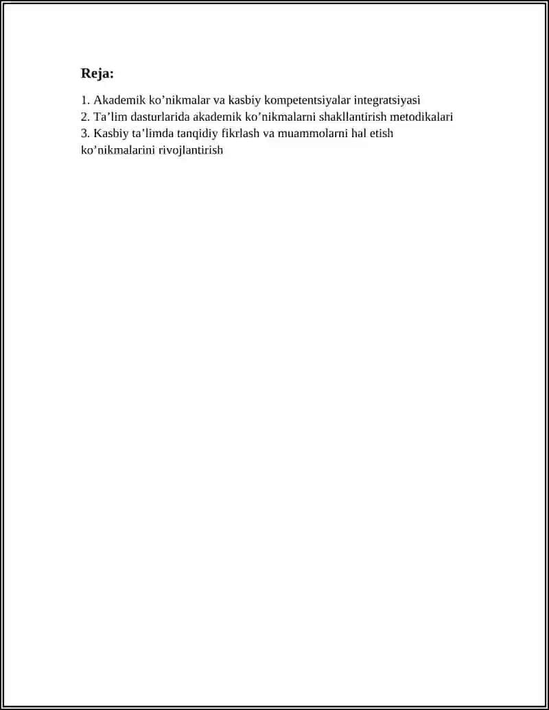 PROFESSIONAL TAʼLIMIDA AKADEMIK KOʻNIKMALARNING OʻRNI 2