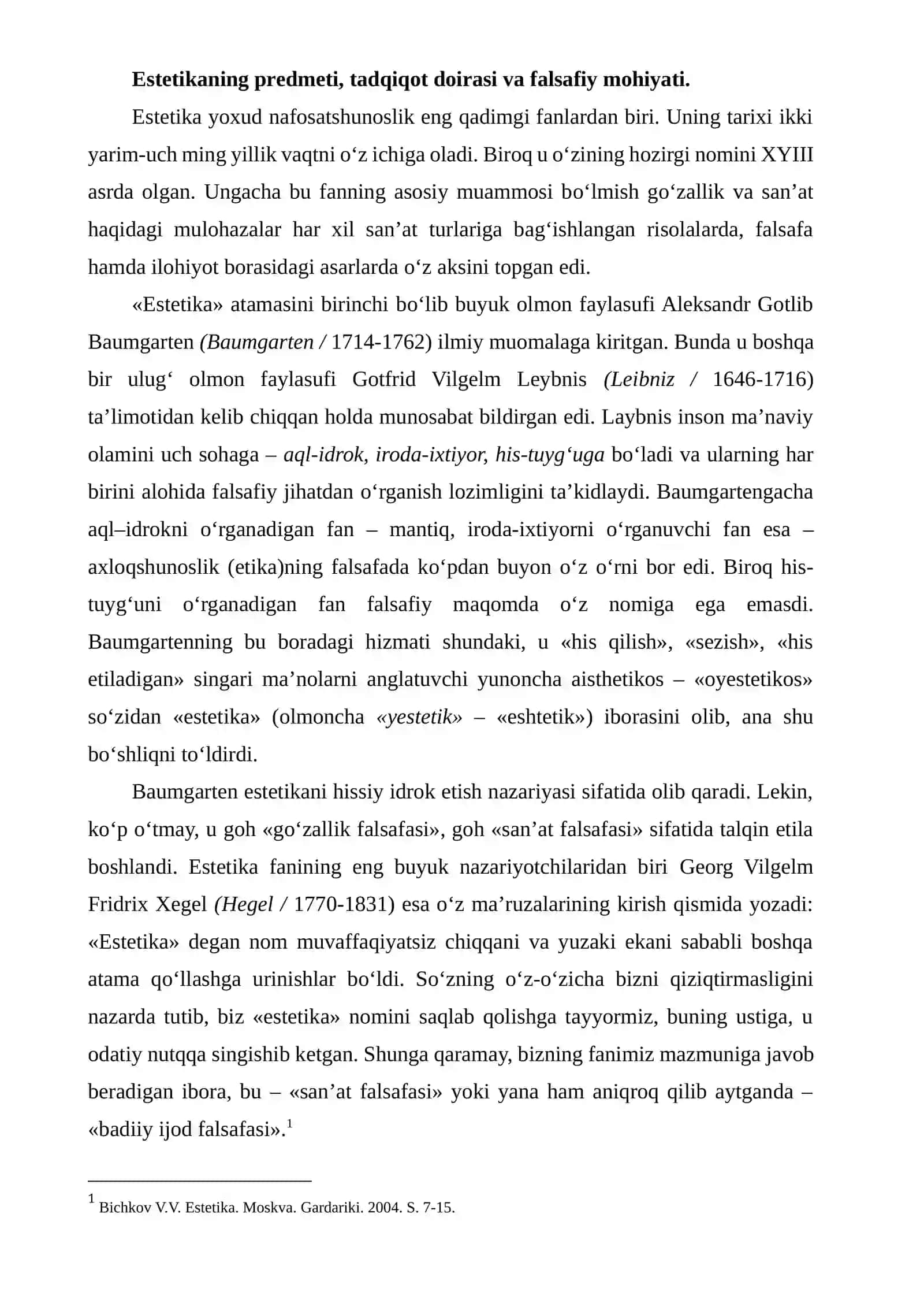Estetika fanining predmeti, tadqiqot doirasi va taraqqiyot bosqichlari 2