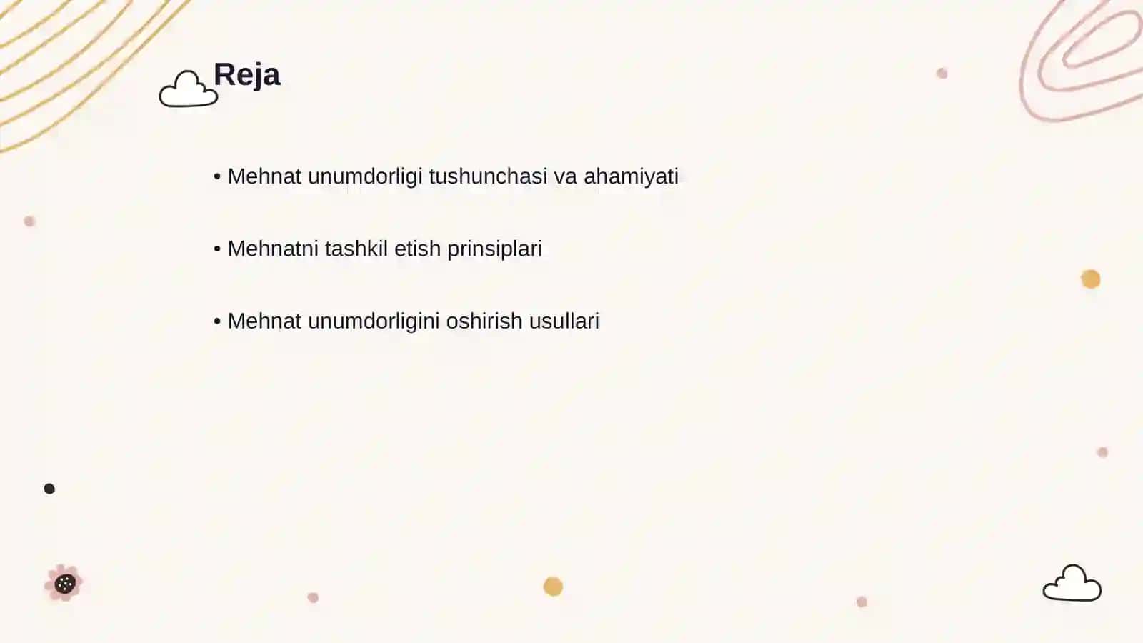 Mehnat va unumdorligini tashkil qilish 2