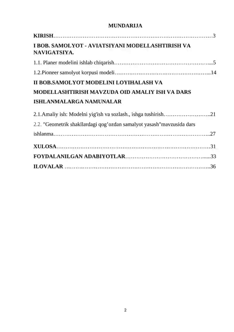 SAMOLYOT MODELINI LOYIHALASH VA MODELLASHTIRISH 2