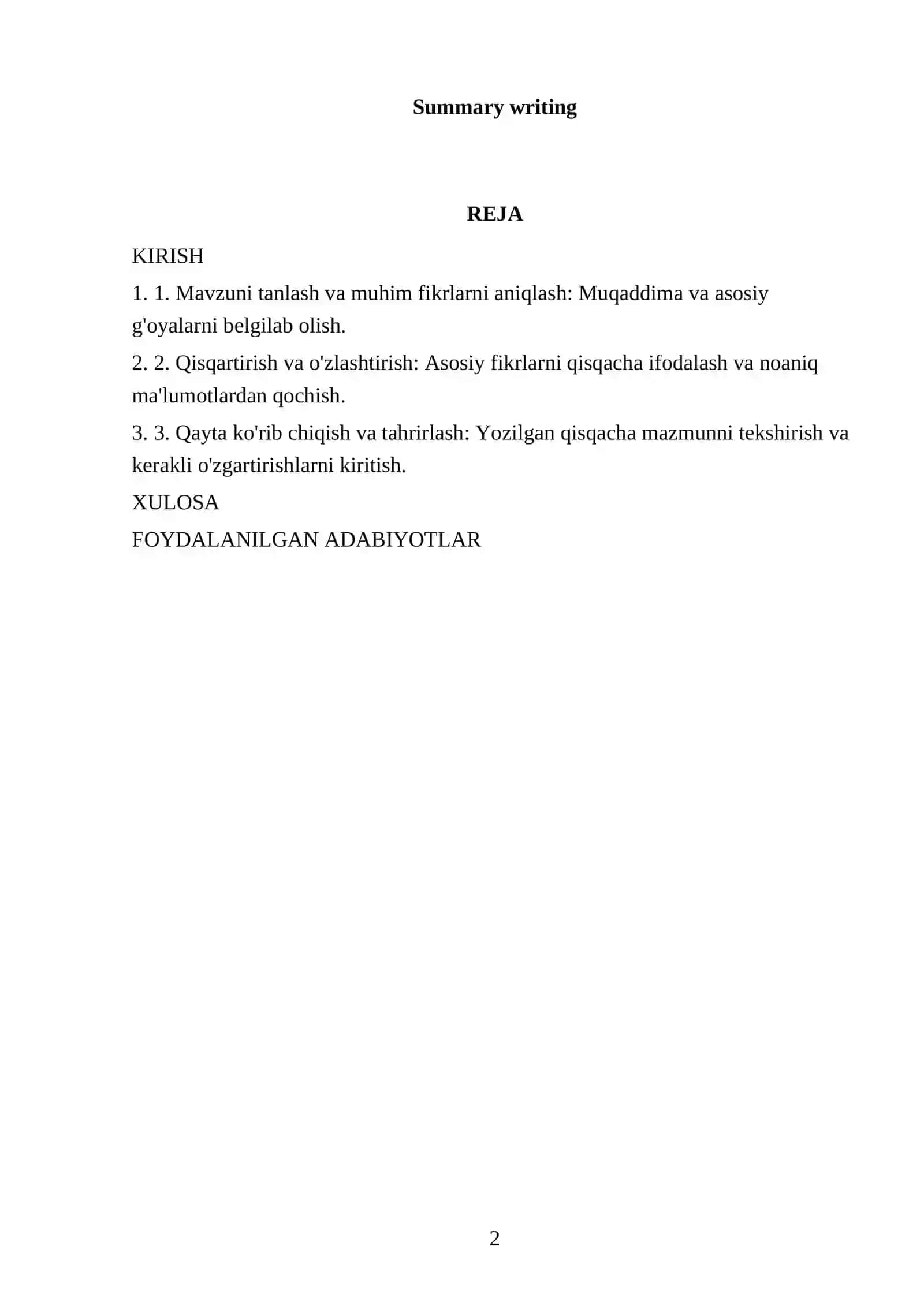 Summary writing 2