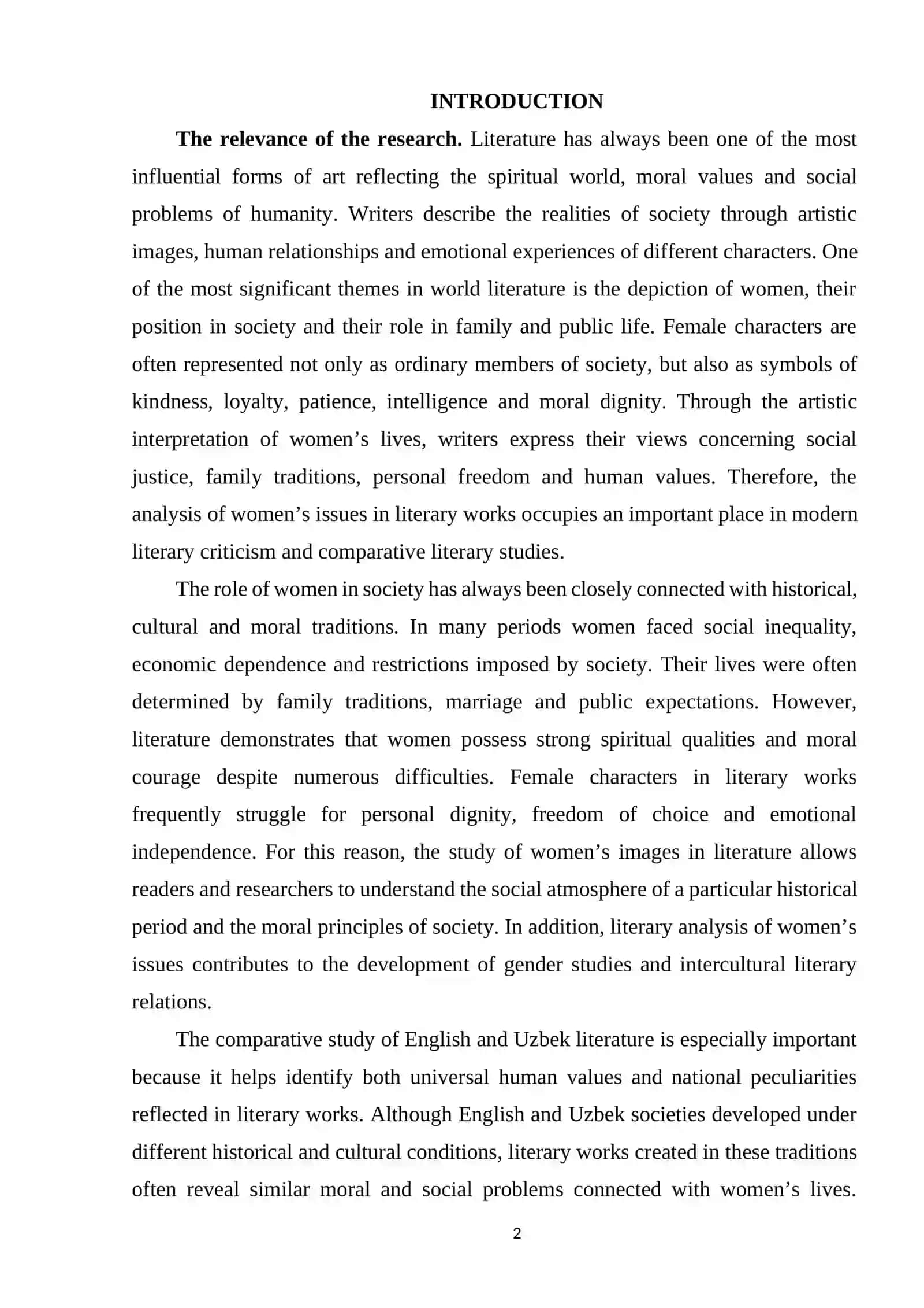 Comparative Analysis of Women’s Issues in Pride and Prejudice and Opa-singillar by Jane Austen and Asqad Muxtor 2
