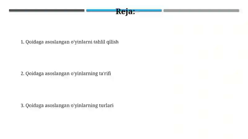 Qoidaga asoslangan o'yinlar 2