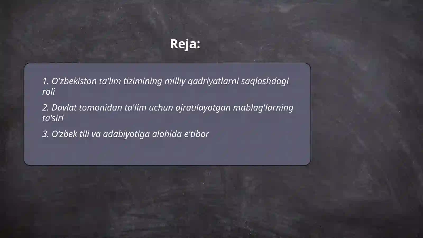O'zbekiston Respublikasining ta'lim tizimining afzalligi va o'ziga xosligi shundaki 2