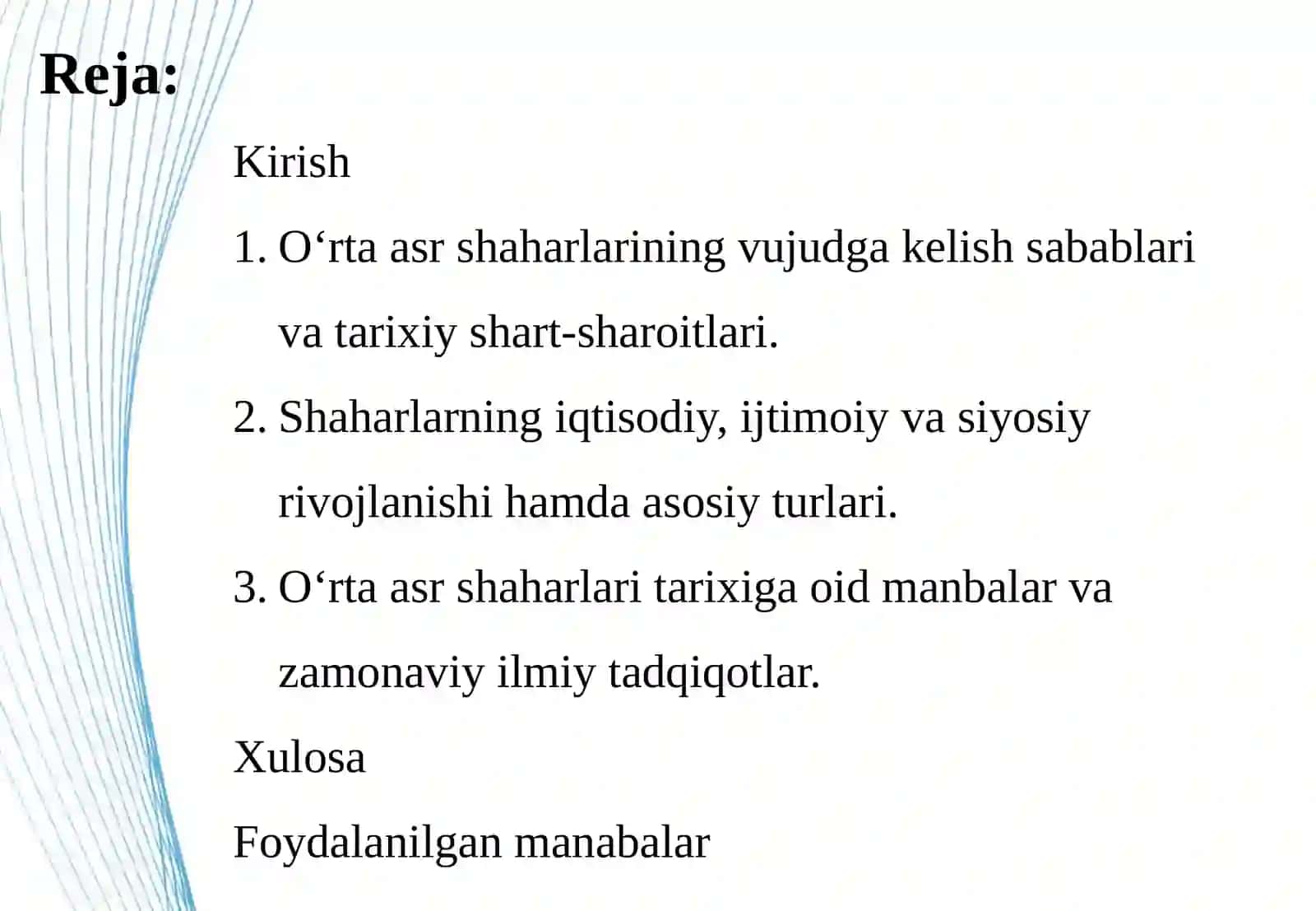 O‘RTA ASR SHAHARLARINING PAYDO BO‘LISHI 2