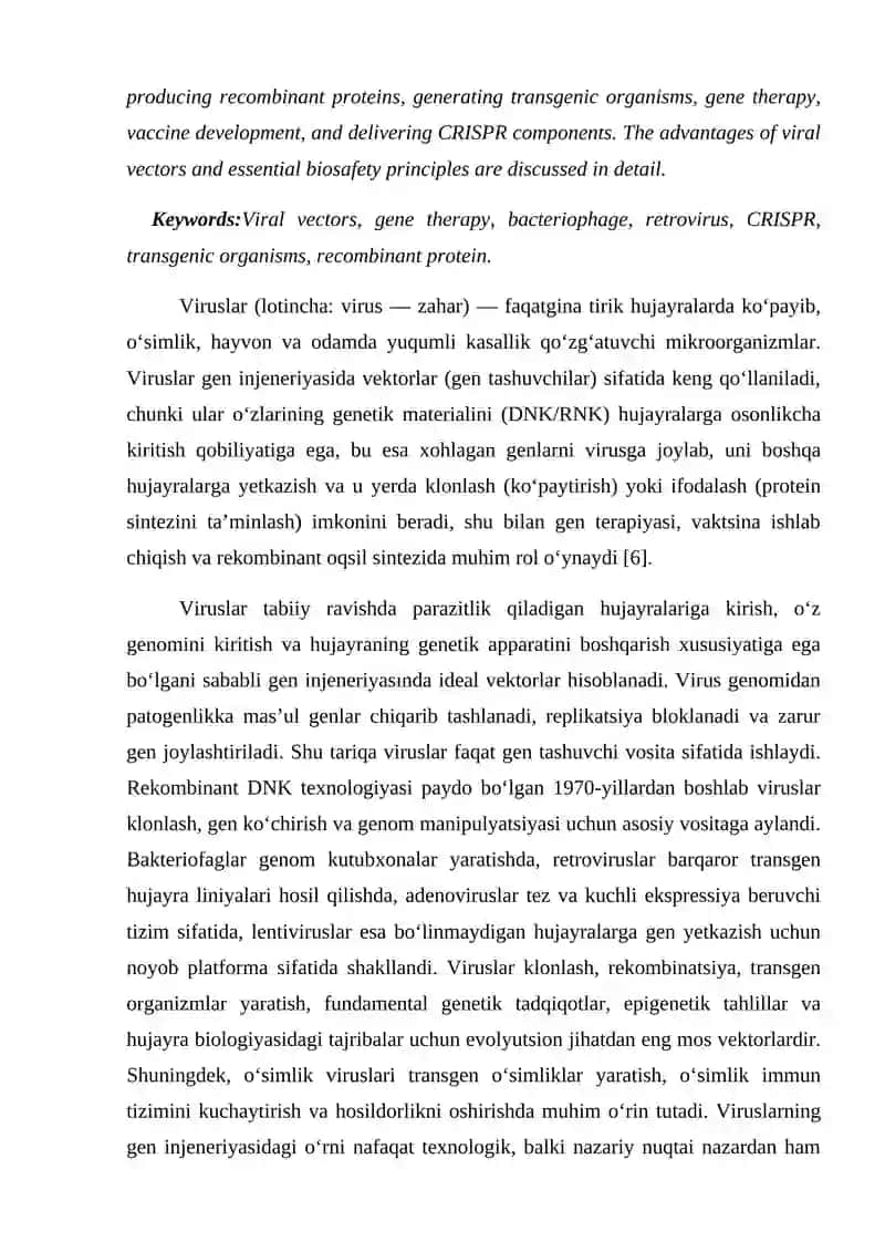 VIRUSLARDAN GEN INJENERIYASIDA FOYDALANISH 2