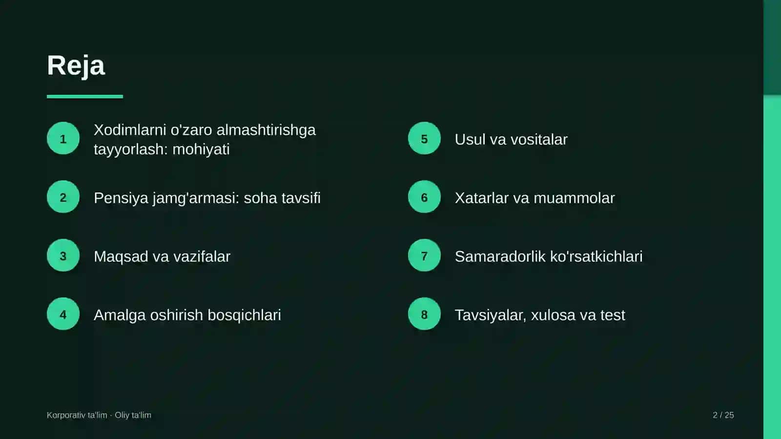 pensiya jamg'armasida xodimlarni o'zaro almashtirishga tayyorlash 7748 2