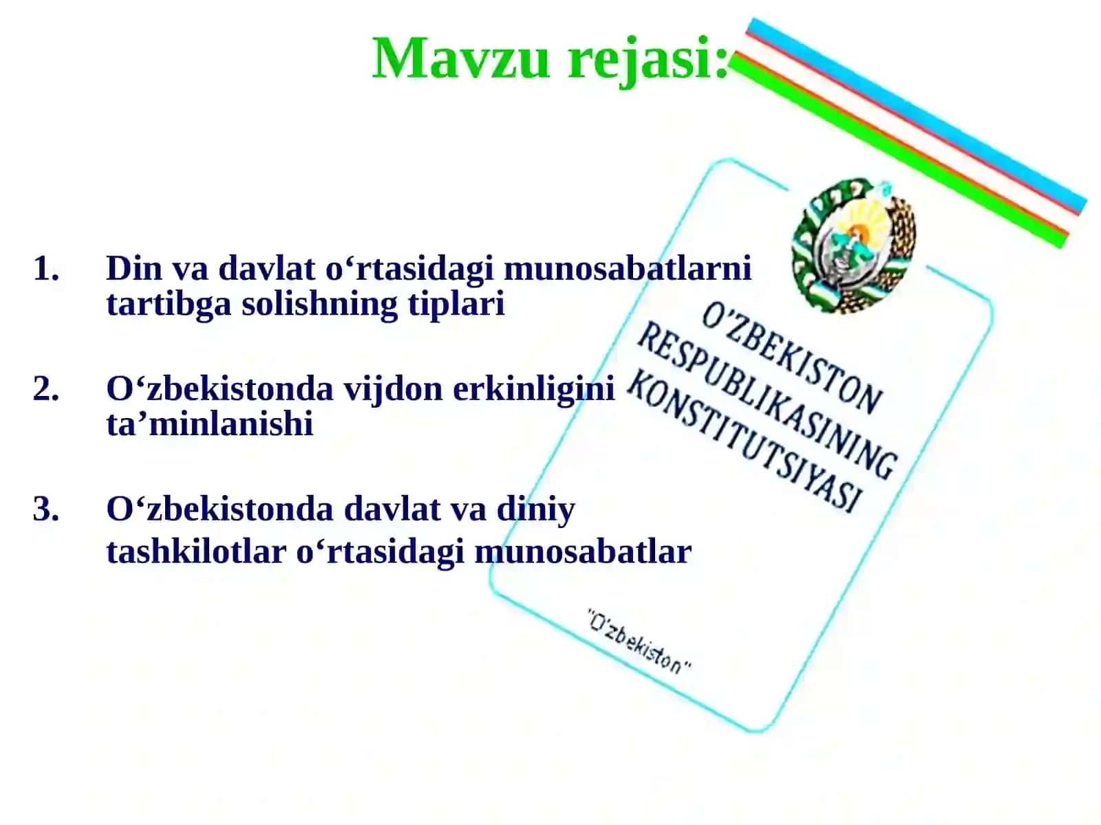 O‘zbekistonda davlatning din va diniy tashkilotlar bilan munosabati 2