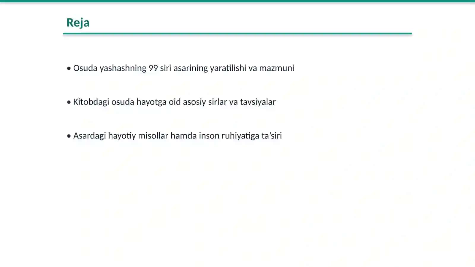 Osuda yashashning 99 siri 1nji kitobi 2