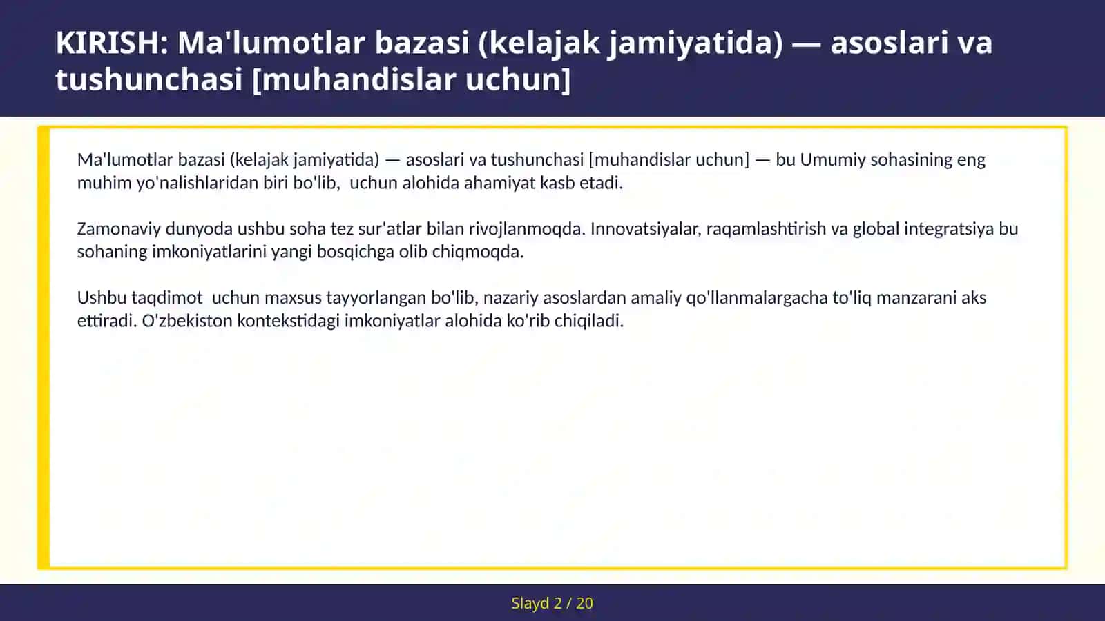 Ma'lumotlar bazasi (kelajak jamiyatida) — asoslari va tushunchasi [muhandislar uchun] 2