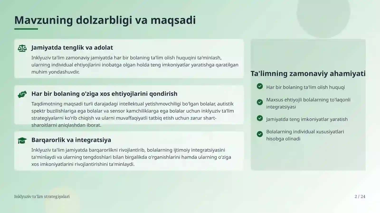 Inklyuziv ta'lim fanidan topshiriq 2