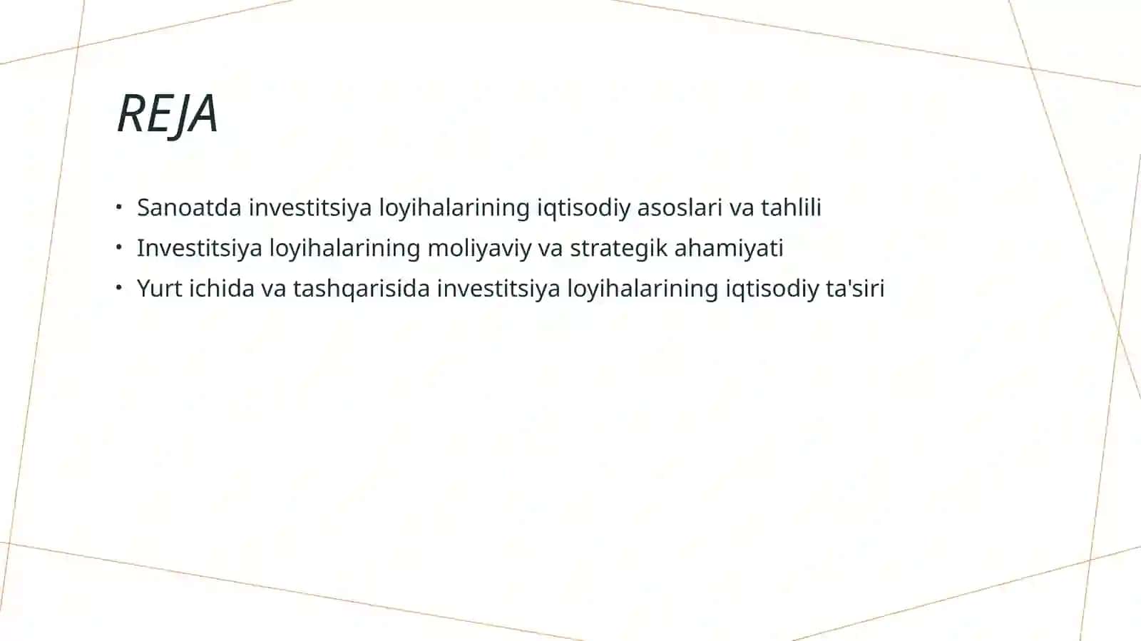 Sanoatda investitsiya loyihalarini iqtisodiy tahlil qilish 2