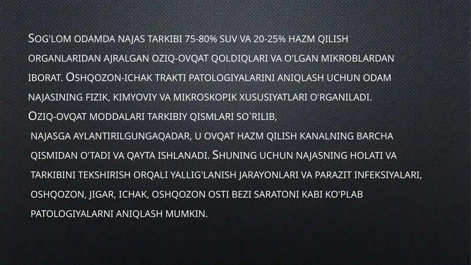 NAJASNING KLINIK TAHLILI NORMASI VA PATOLOGIYASI 2