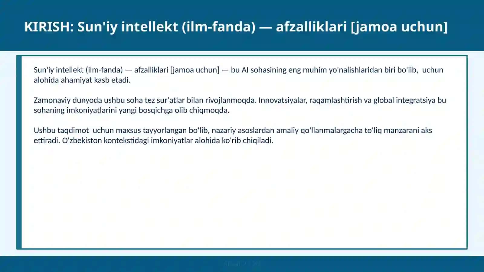 Sun'iy intellekt (ilm-fanda) — afzalliklari [jamoa uchun] 2