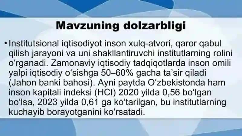 Intutitutsional iqtisodiyotda inson moduli 2