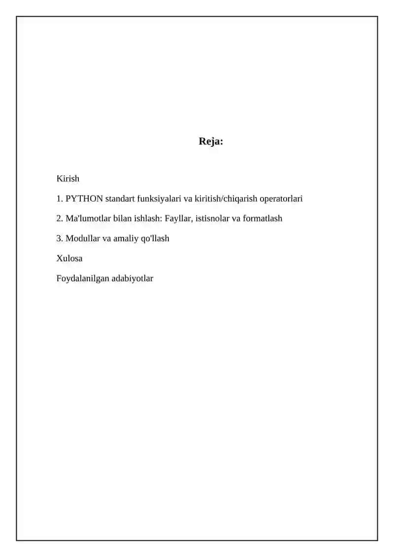 PYTHON standart funksiyalari va kiritish/chiqarish operatorlari 2