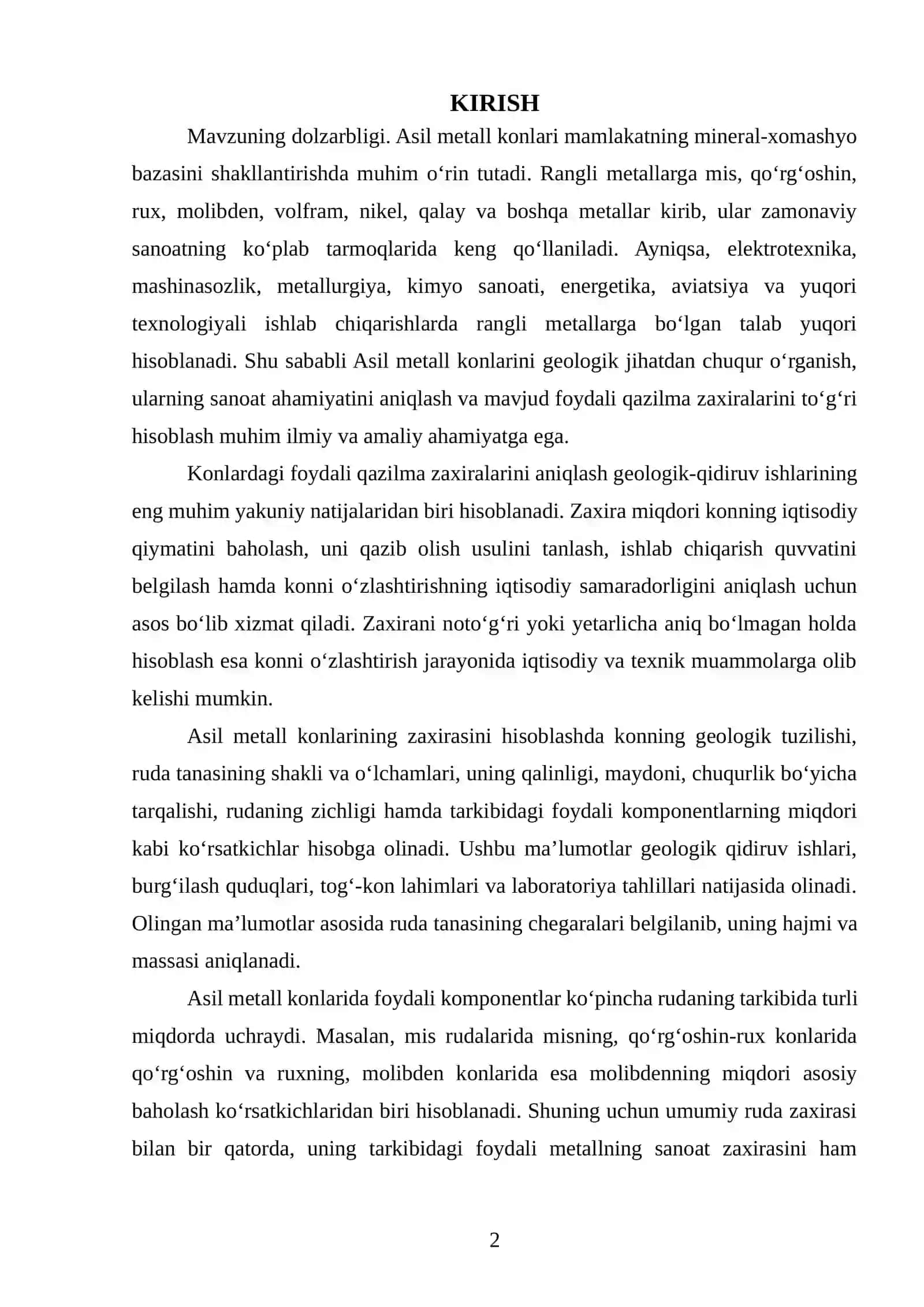 Asil metall konlarining zaxirasini hisoblash 2