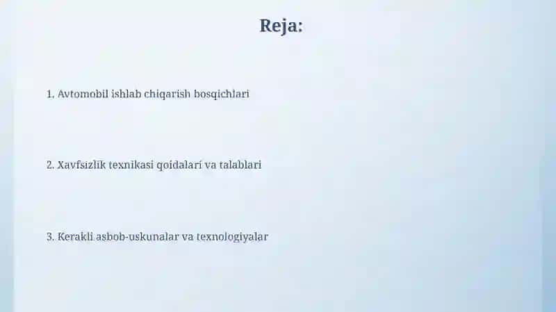Avtomobil yasash texnologiyasi 2