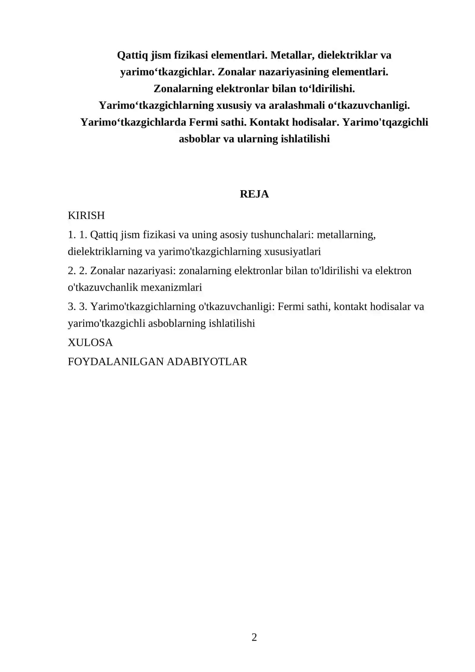Qattiq jism fizikasi elementlari. Metallar, dielektriklar va yarimo‘tkazgichlar 2