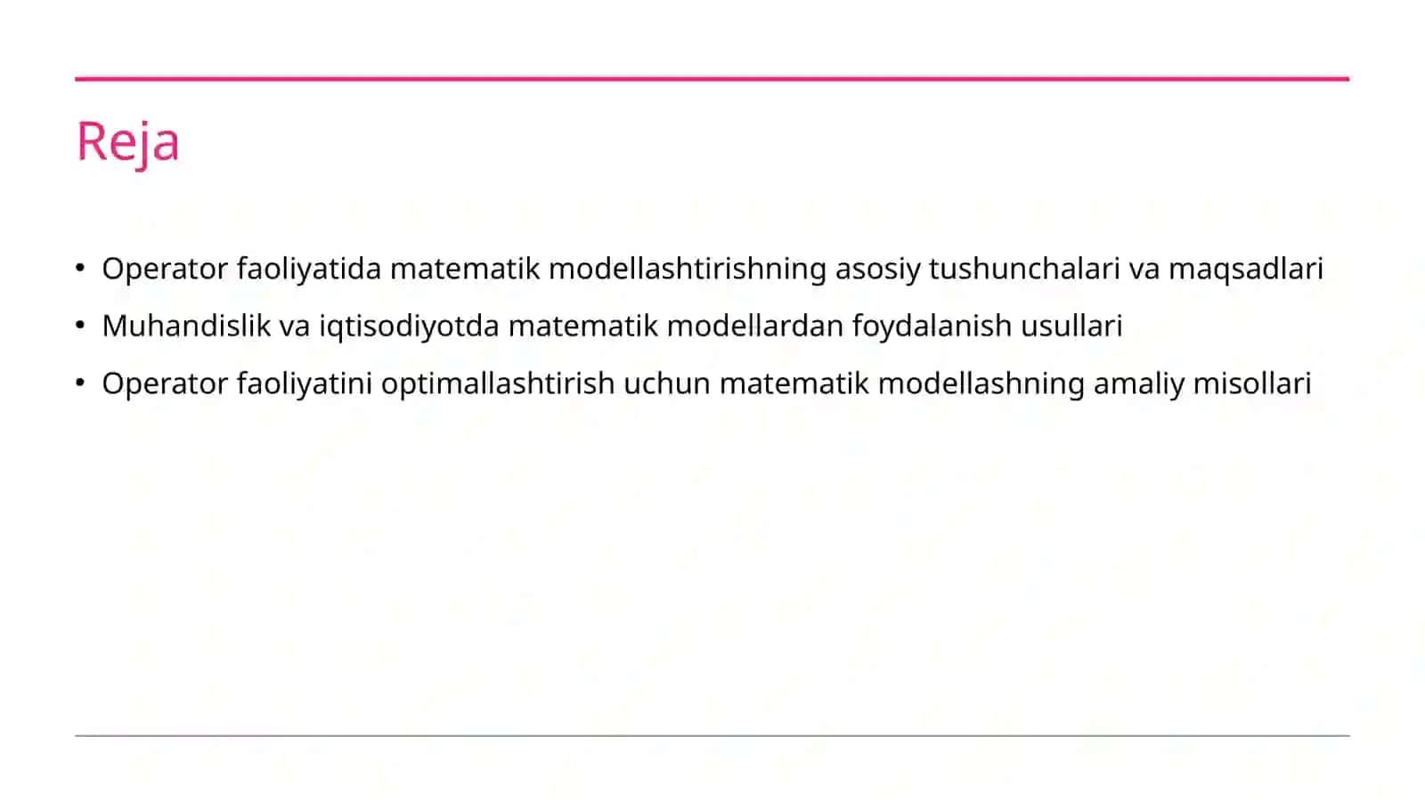Operator foliyatida matematik modellashtirish 2