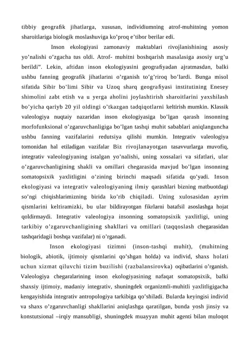Valeologik yo’nalishlar: Pedagogik, ekologik va ijtimoiy valeologiya 2