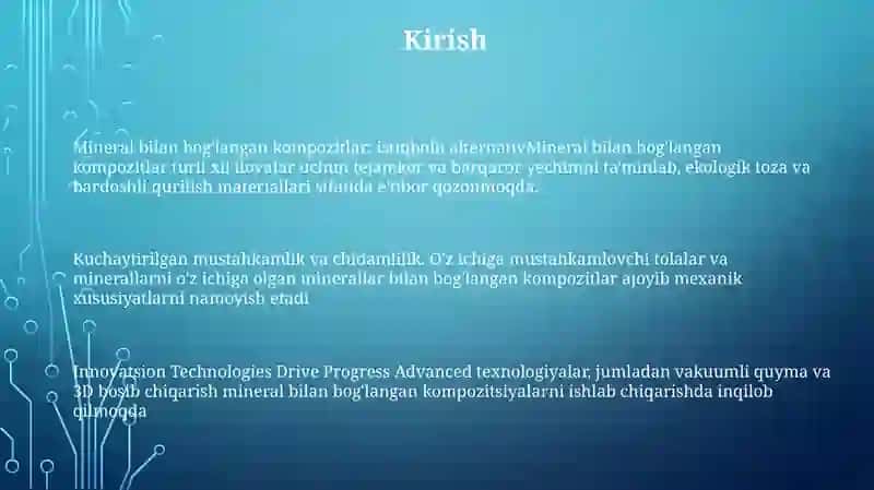 Mineral Bo'G'Lovchi Moddalar Yuqori Mustahkam Kompozitsion Gipsli Bo'Lovchilarni Tayyorlash Tarkiblari Va Inovatsion Texnologiyalar 2
