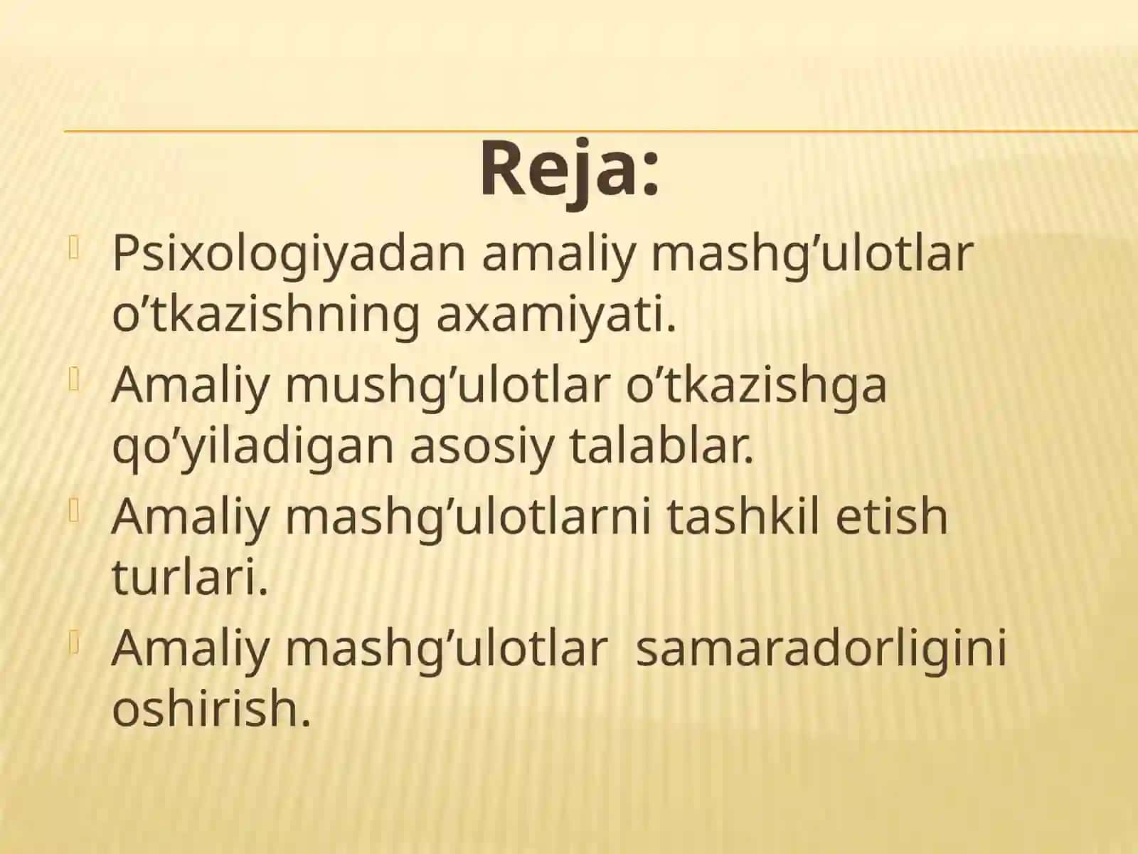 PSIXOLOGIYA KURSIDAN SEMINAR VA AMALIY MASHGULOTLAR TAKIL ETISH METODIKASI 2