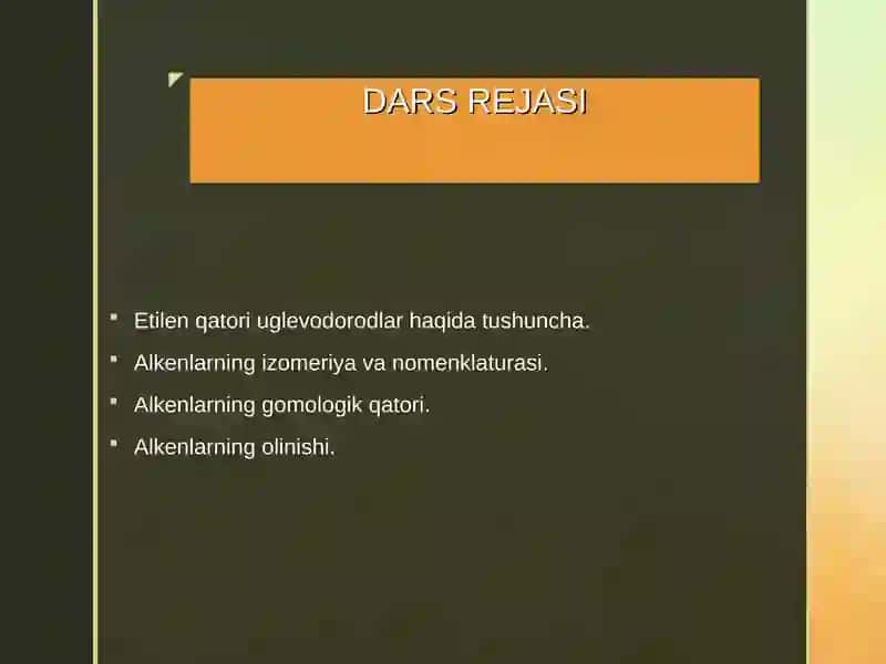 Alkenlar Dars Rejasi 2
