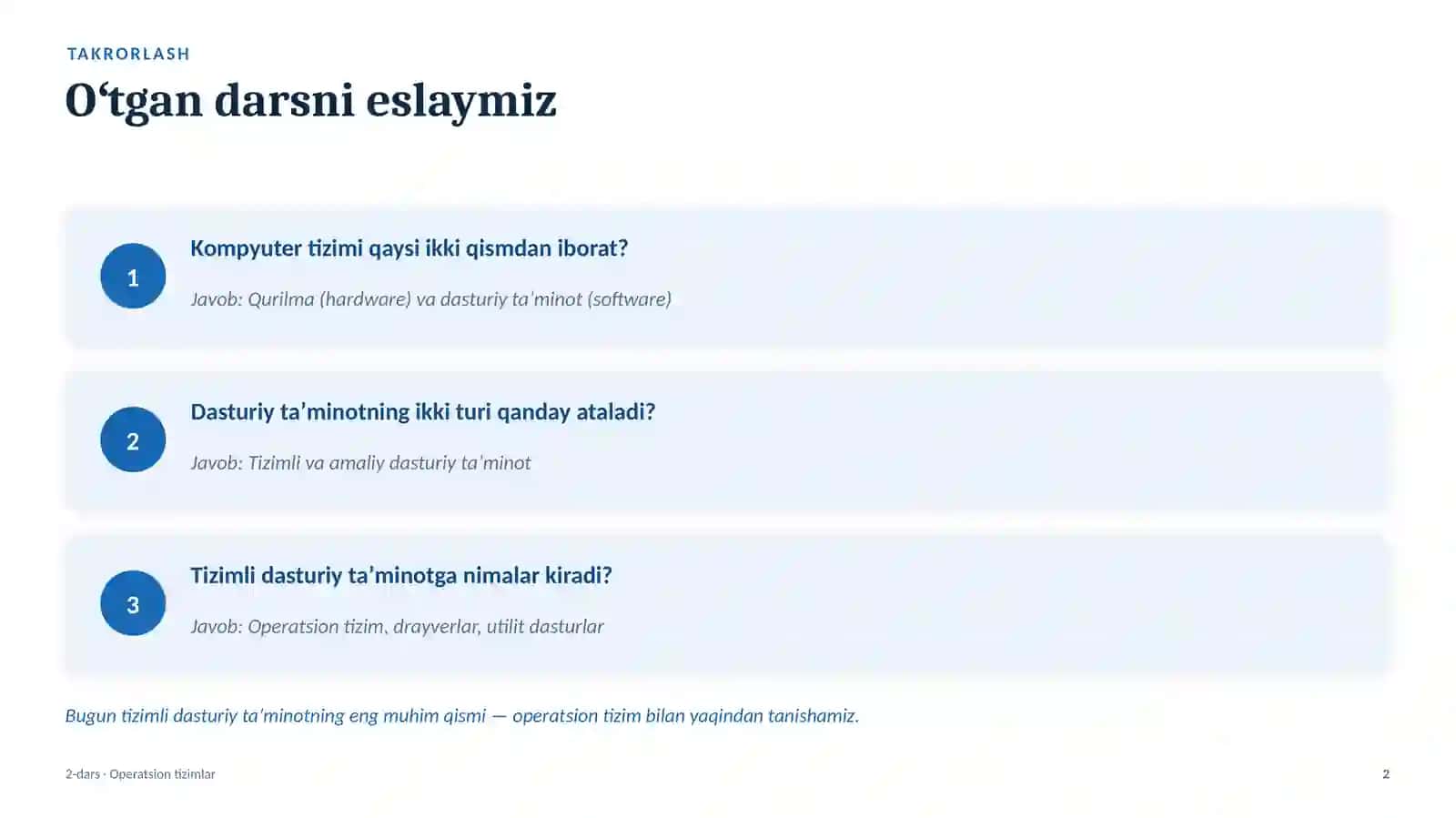Operatsion tizimlar 2
