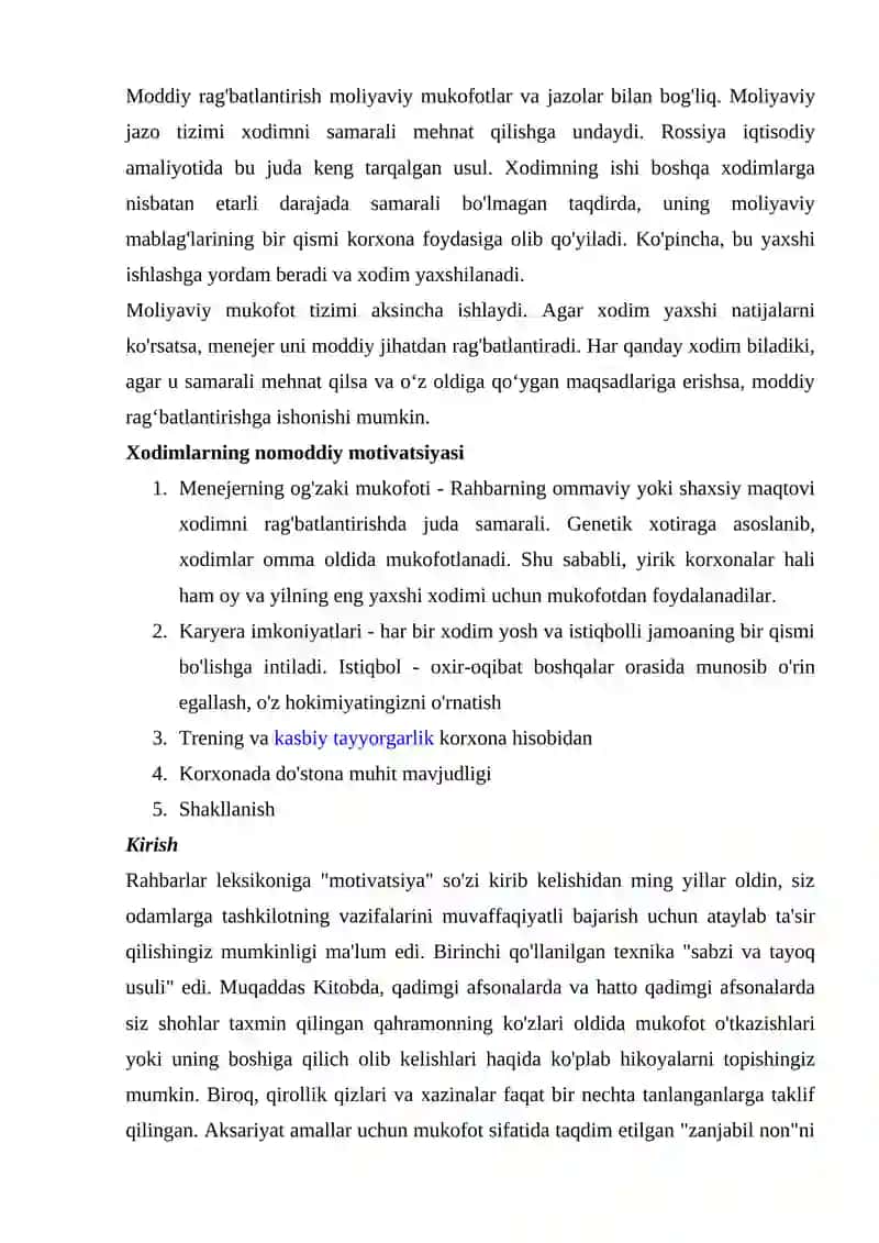 TASHKILOTLARDA XODIMLAR MEHNATINI RAG'BATLANTIRISH TIZIMI 2