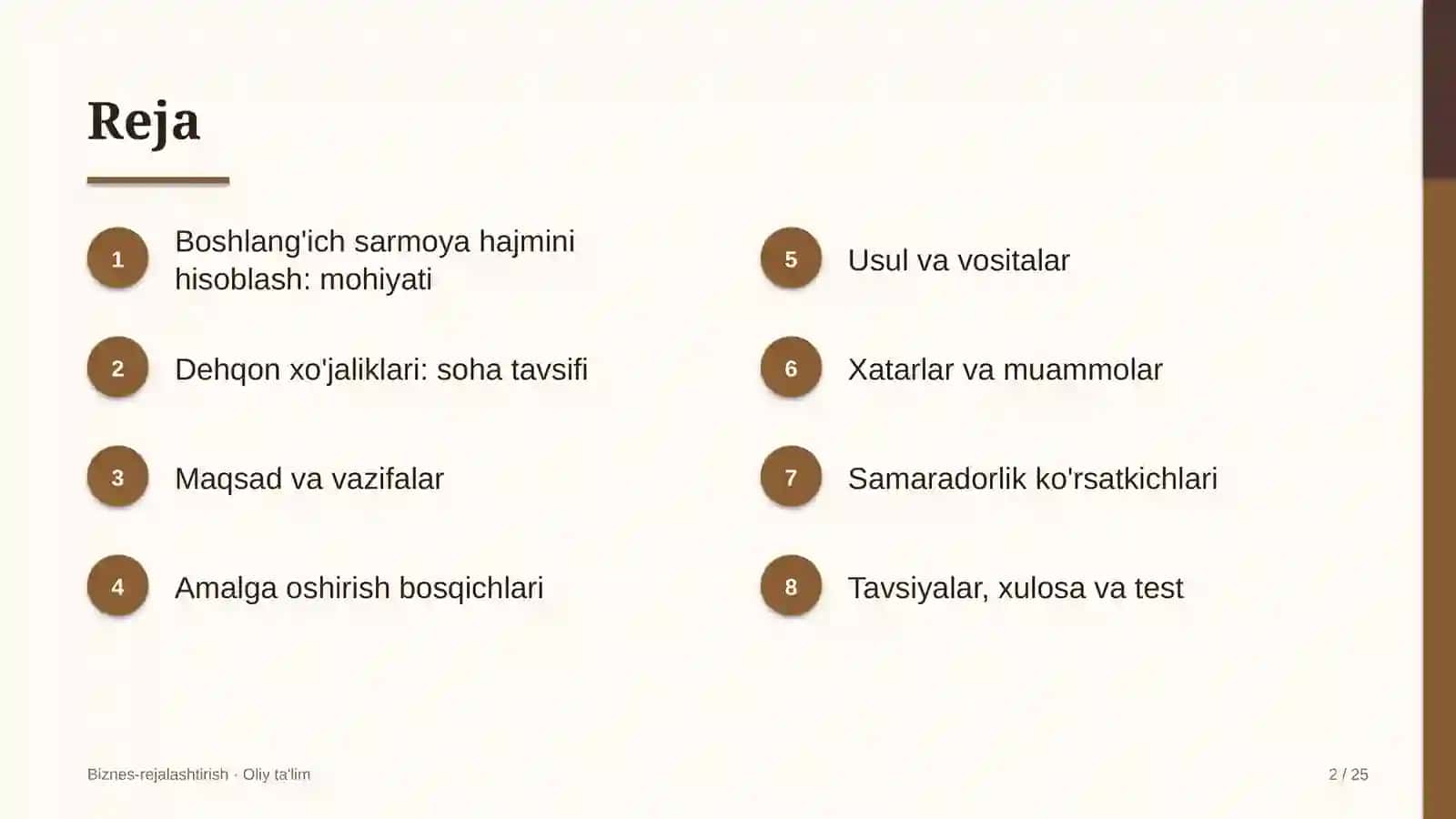 Dehqon xo'jaliklarida boshlang'ich sarmoya hajmini hisoblash 2