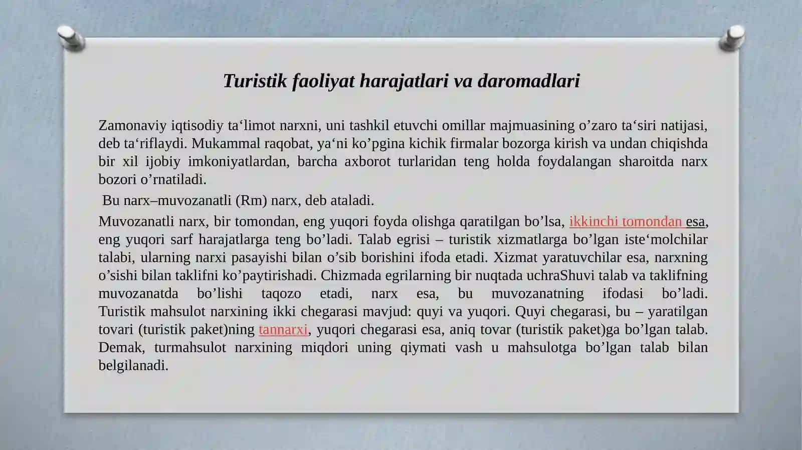 TURISTIK MAHSULOTLARGA NARX BELGILASHNING XUSUSIYATLARI 2