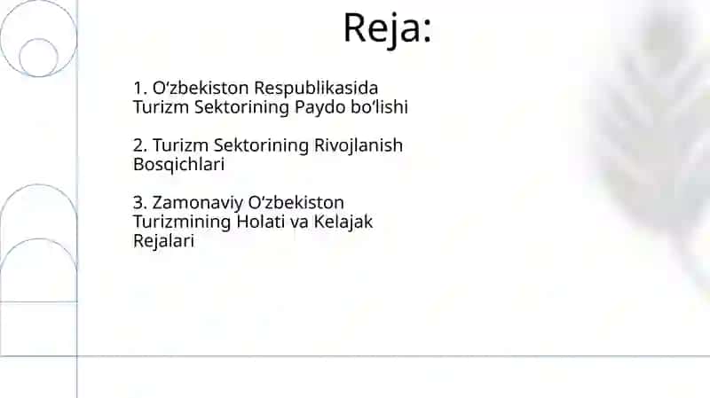 Oʻzbekiston respublikasi turizim sohasining vujudga kelishi va rivojlanishi 2