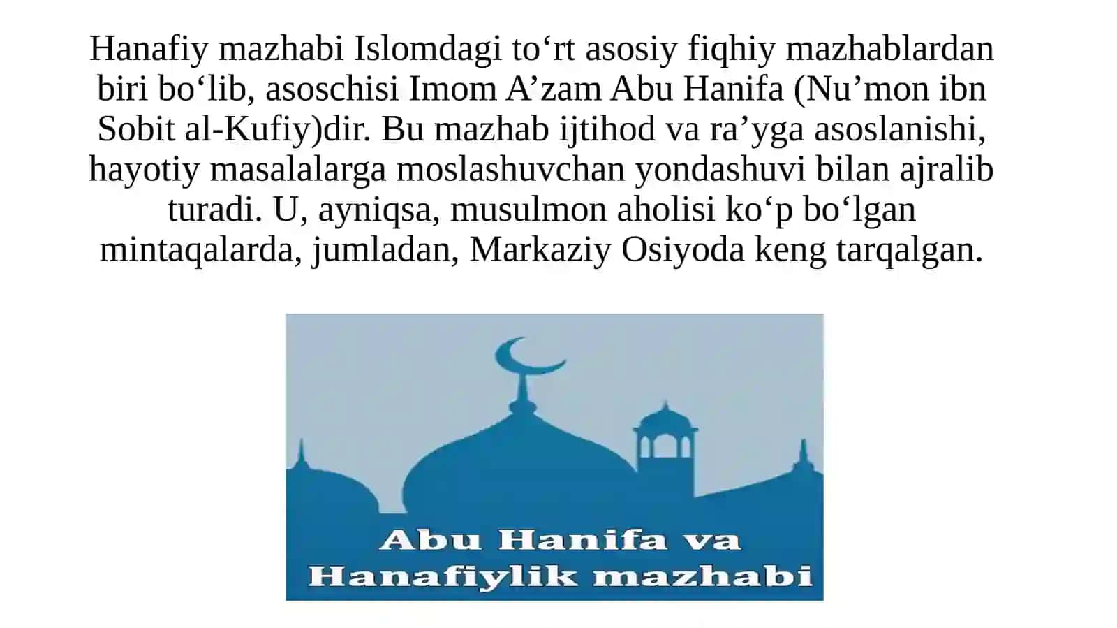 Hanafiy mazhabi rivojida Markaziy Osiyo faqihlarining roli va hissasi 2
