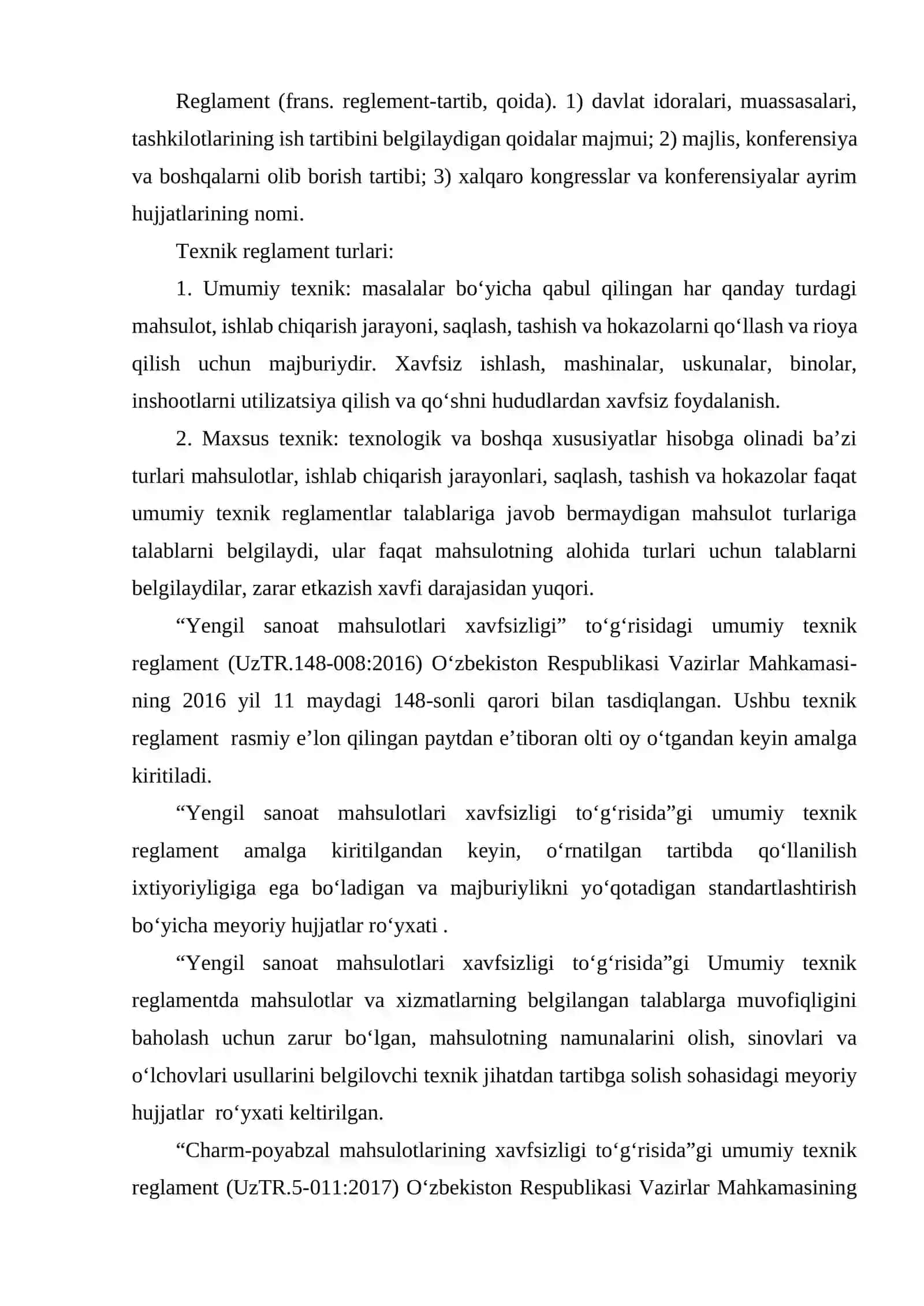 TEXNIK REGLAMENTLAR TURLARI 2