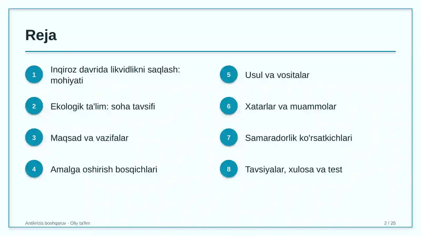 ekologik ta'limda inqiroz davrida likvidlikni saqlash 4301 2